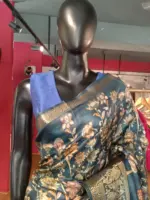 Multicolor Printed Dola Silk Saree with Zari Border