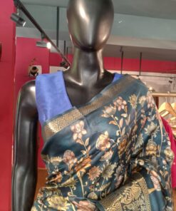 Multicolor Printed Dola Silk Saree with Zari Border