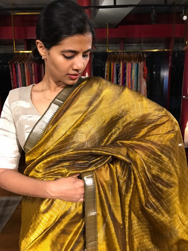 Syaahi Mangalagiri Silk Handpainted Cedar Green Dupatta main image 0