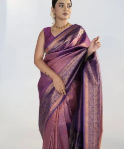 Magenta Banarasi Soft Silk Saree