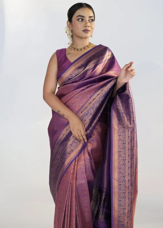Magenta Banarasi Soft Silk Saree