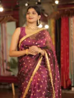 Magenta Dual Tone Tissue Silk Saree highlighted with Gota Detailing
