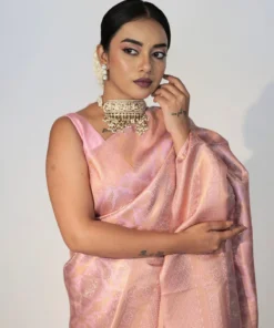 Pastel Pink Banarasi Soft Silk Saree