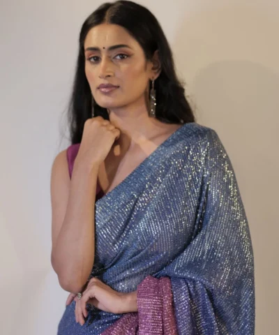Ombre Magenta Georgette Saree Embellished with Sequins