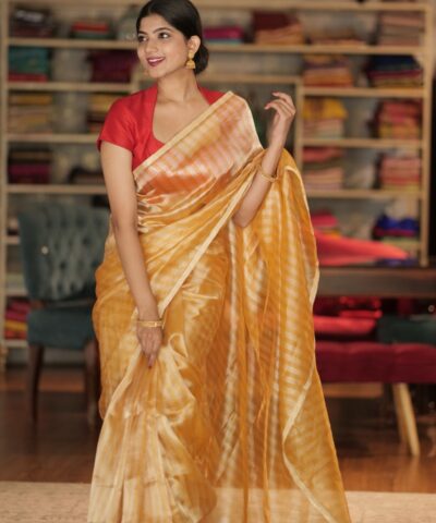 Haldi Yellow Pure Tissue Silk Saree