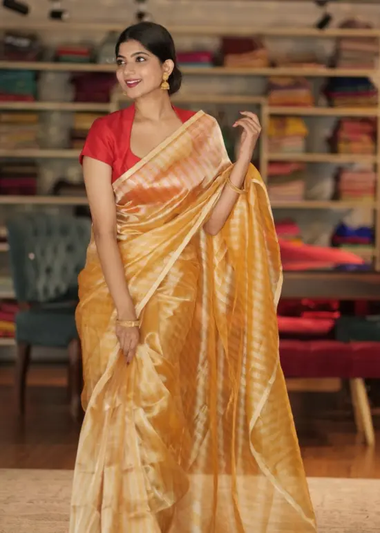 Haldi Yellow Pure Tissue Silk Saree