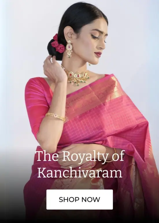 Scarlet Red Printed Linen Saree adorned with Zari Weaves More Details