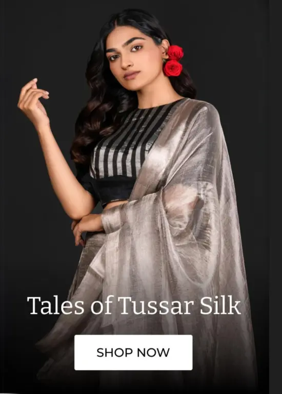 Ivory Printed Linen Saree adorned with Zari and contrast Brown piping