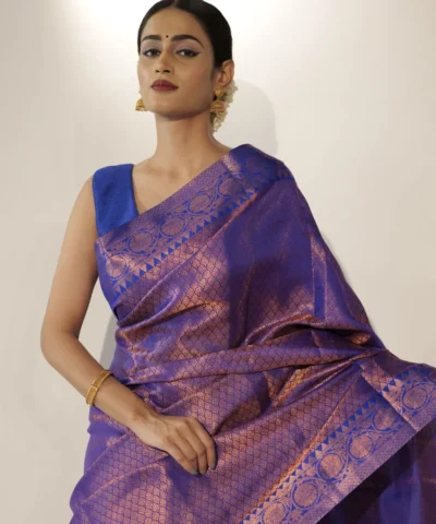 Royal Blue Banarasi Silk Saree with Gold Zari Weaves