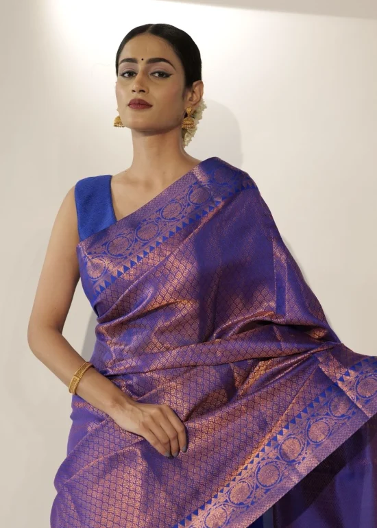 Royal Blue Banarasi Silk Saree with Gold Zari Weaves