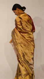 Ombre Maroon Heavy Tissue Silk Saree highlighted with Kanchi Zari Border - Image 7