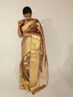 Ombre Maroon Heavy Tissue Silk Saree highlighted with Kanchi Zari Border - Image 9