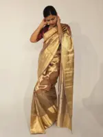 Ombre Maroon Heavy Tissue Silk Saree highlighted with Kanchi Zari Border - Image 2