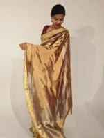 Ombre Maroon Heavy Tissue Silk Saree highlighted with Kanchi Zari Border - Image 4