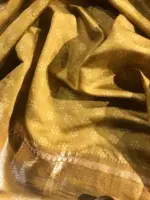 Mustard Yellow Organza Silk Saree with Kanchi Zari Border - Image 6