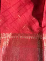 Red Organza Silk Saree with Kanchi Zari Border - Image 7