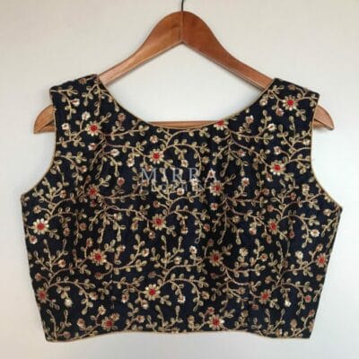 navy blue raw silk blouse mirra clothing