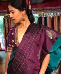 Peacock Blue Kanchivaram Silk Saree