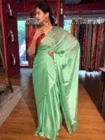 Sea Green Chiffon Silk Saree - Image 4