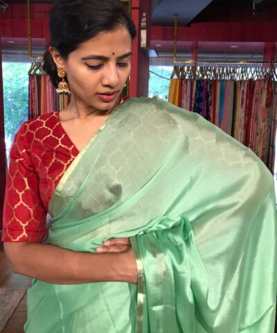 Sea Green Chiffon Silk Saree
