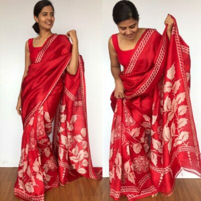 pink Floral Sarees mirra clothing