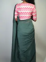 Blue Handwoven Mul Cotton Saree - Image 4
