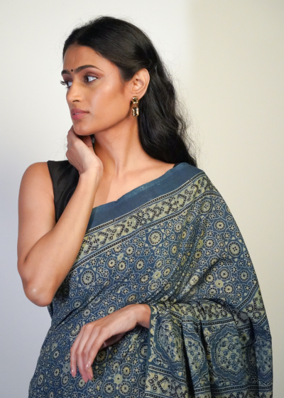 Beautiful Ajrakh Saree by Mirra Clothing
