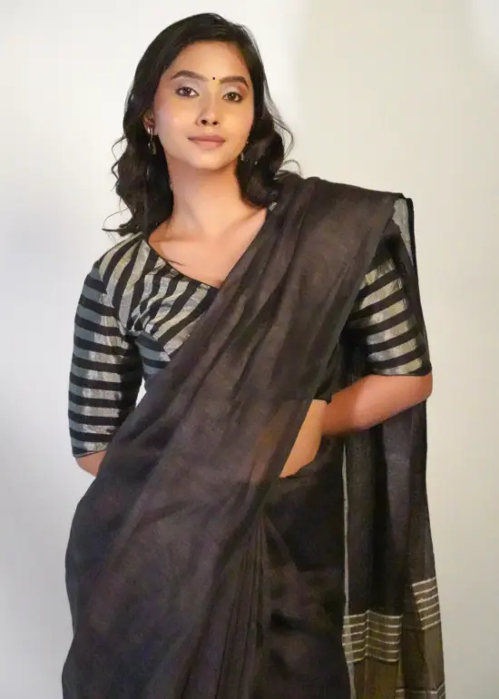 Beautiful pure Linen Saree by Mirra Clothing
