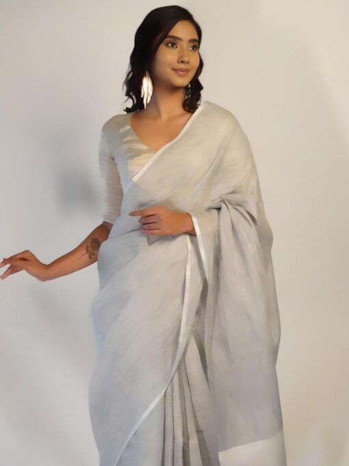 Handwoven Linen Saree By Mirra Clothing