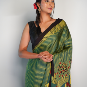 Elegant and Beautiful Ajrakh Modal Silk Saree By Mirra Clothing
