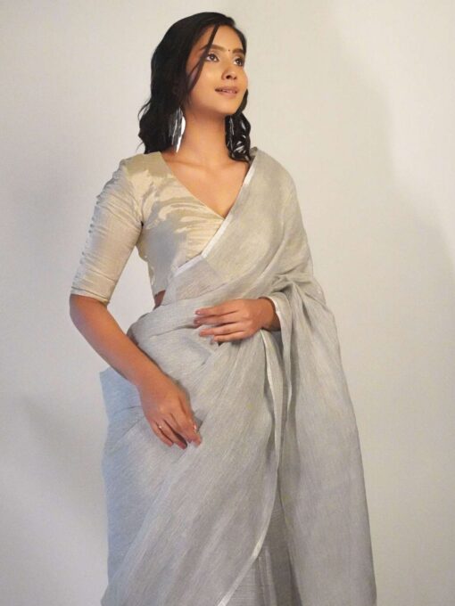 Elegant Linen Saree By Mirra Clothing