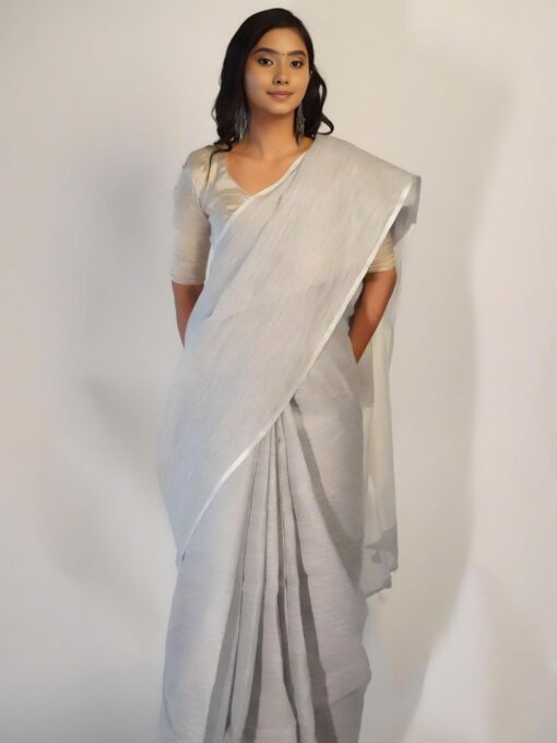 Light weight Handwoven Linen Saree By Mirra Clothing