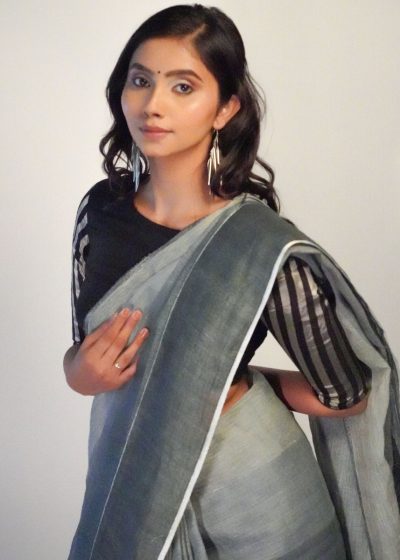 Handwoven Linen Saree By Mirra Clothing
