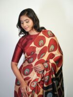Ajrakh printed saree by Mirra clothing