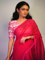 Pink Printed Crepe Blouse - Image 2