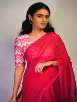 Pink Printed Crepe Blouse - Image 2