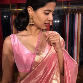 Pink Raw silk Blouse by Mirra clothing.