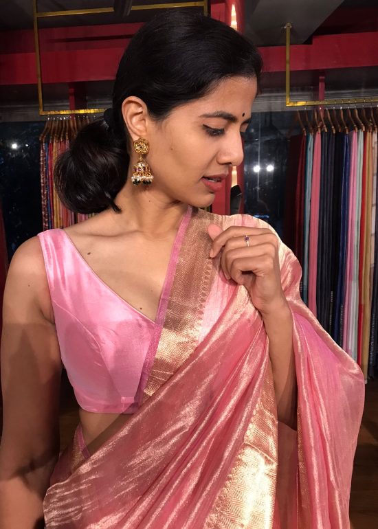Pink Raw silk Blouse by Mirra clothing.