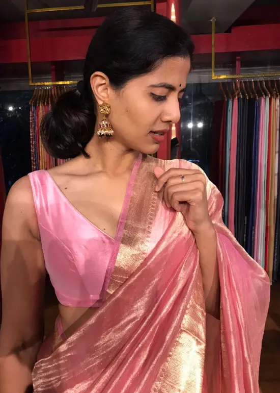 Pink Raw silk Blouse by Mirra clothing.