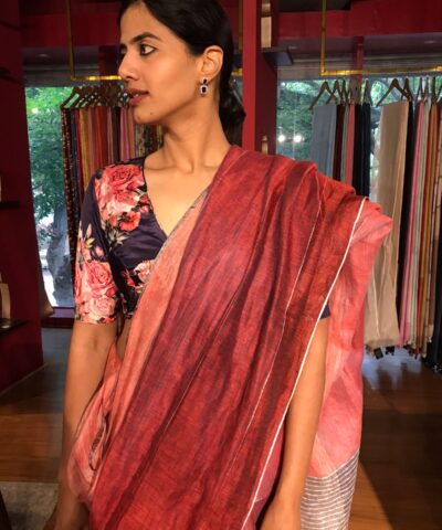 Beautiful Handwoven Linen Saree