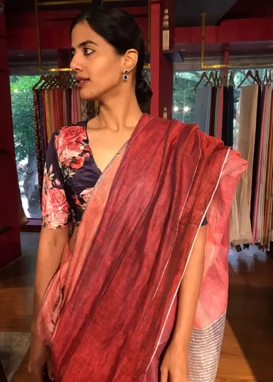 Beautiful Handwoven Linen Saree