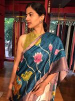 Ivory Handpainted Tussar Silk Saree By Mirra Clothing