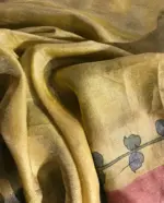 Yellow Handpainted Tissue Silk Saree - Image 7
