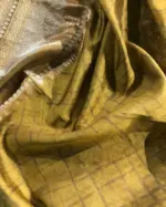 Olive Green Printed Organza Silk Saree with Kanchi Zari Weaves - Image 8