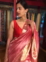 Red Raw Silk Blouse - Image 2