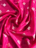 Navyblue Chiffon Saree with Gold Zari Stripes - Image 6