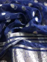 Navy Blue Organza Silk Saree - Image 6