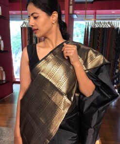 Black Banarasi Soft Silk Saree