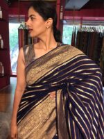 Elegant Navy Blue Georgette Silk Saree by Mirra Clothing