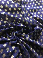 Navy Blue Georgette Silk Saree adorned with Antique Gold Border - Image 7